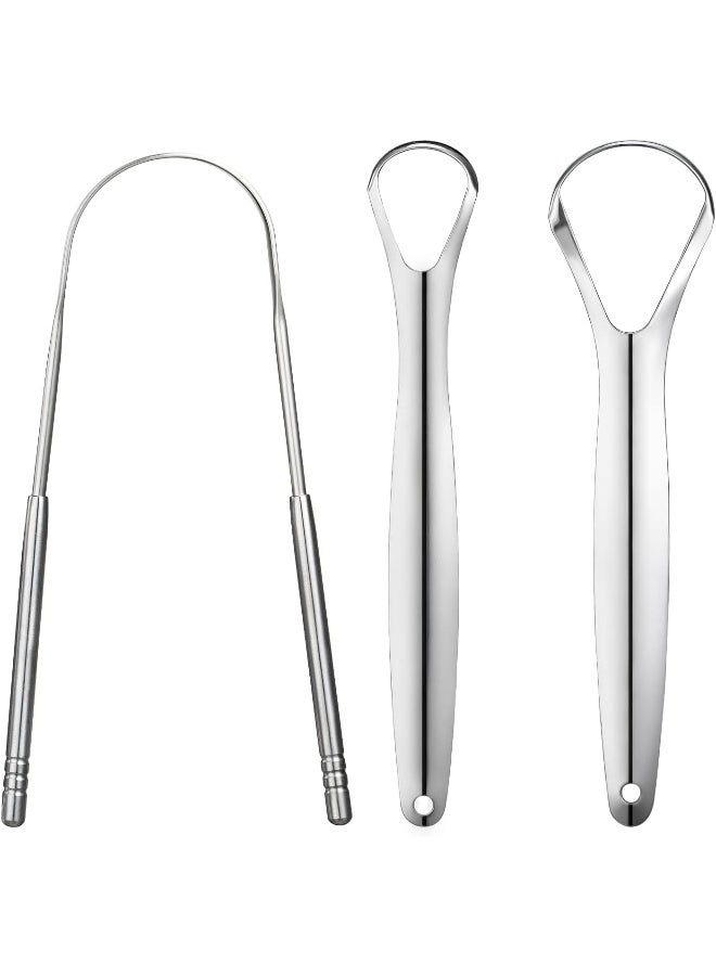 YLYL 3 PCS Metal Tongue Scraper, Tongue Scrapers for Adults, Stainless Steel Tounge Scrappers, Tounge Scraper, Portable Tongue Scrappers - Image 1